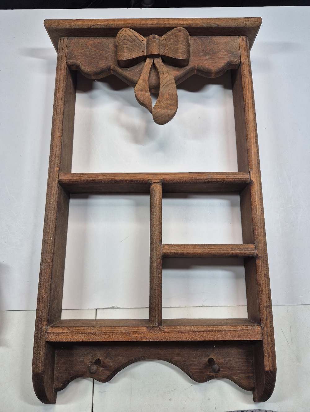 Vtg 3d shadow box Wooden Bow Shelf Country Cottage grandma core